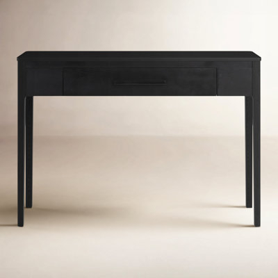 Console Table All Black Finish Slim Profile Single Drawer Minimalist Entry