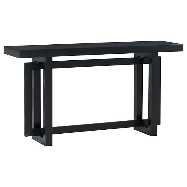 Console Table Architectural Geometric Frame Base Thick Slab Top