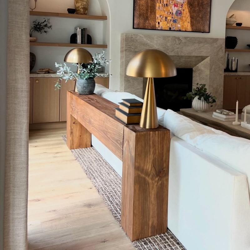 Console Table Behind Sofa Thick Block Construction Wood