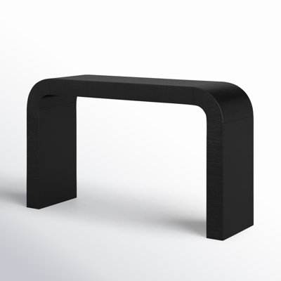 Console Table Bold Black Rounded Corners U Shaped Base Matte Wood Grain