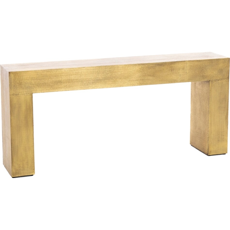 Console Table, Chunky Parsons Style with Brushed Gold Metallic Finish