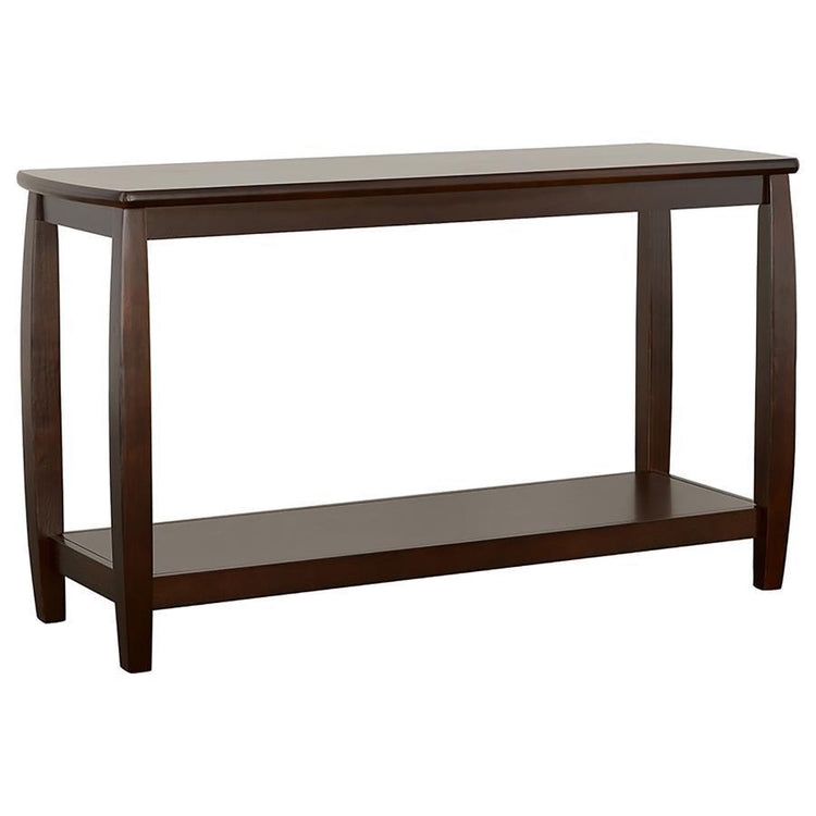Console Table Curved Tapered Legs Cappuccino Finish Transitional Sofa