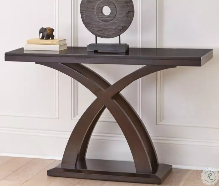 Console Table Curved X-Base Glossy Finish Sculptural Hallway Decor