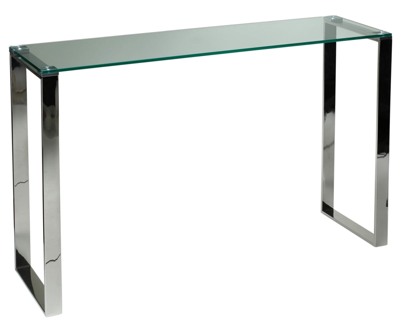 Console Table Floating Glass Top Polished Chrome Base
