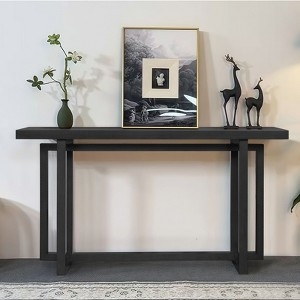 Console Table Geometric Frame Base Matte Black Slim Entryway Styling