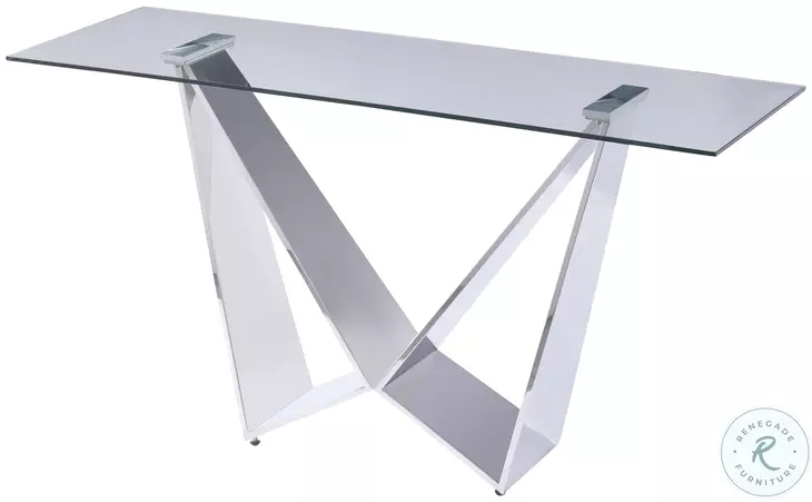Console Table Geometric X Base Polished Chrome Glass