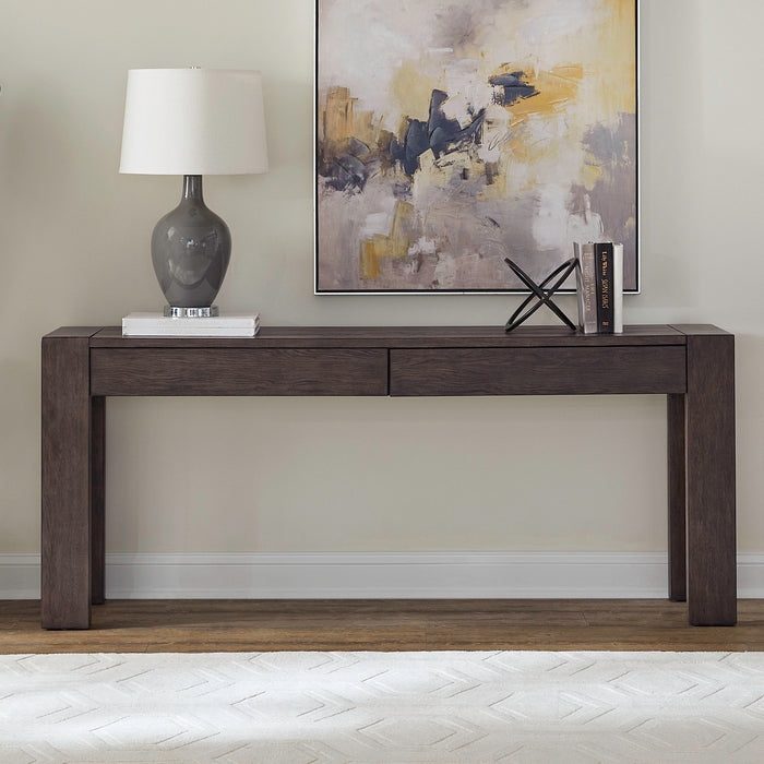 Console Table Handleless Drawers Satin Espresso Finish Modern Styling
