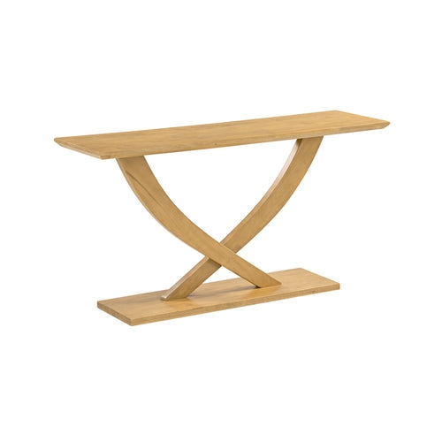 Console Table Light Brown Curved Cross Legs Pedestal Base Foyer Design