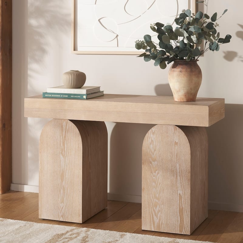 Console Table Light Wood Arched Legs Organic Entryway Styling