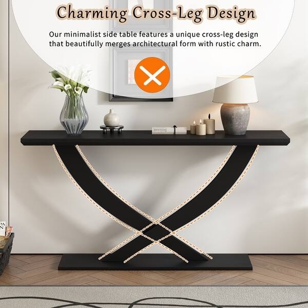 Console Table Minimalist Matte Black Slim Profile Curved Legs Hallway