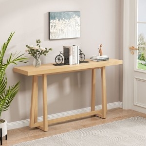 Console Table Minimalist Trapezoid Legs Light Wood Hallway Furniture