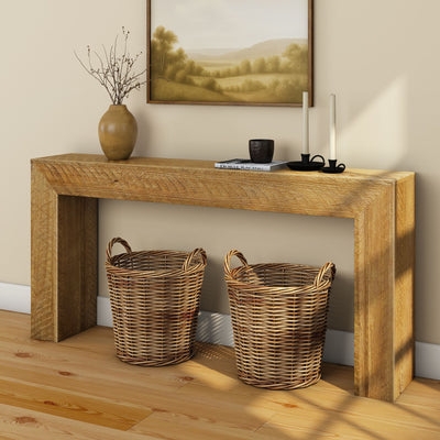 Console Table Mitered Joints Thick Frame Rustic Wood Farmhouse