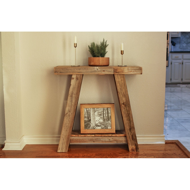 Console Table Natural Wood A-Frame Legs Chunky Timber Rustic Farmhouse