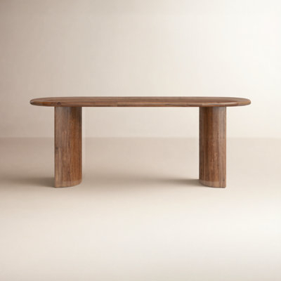 Console Table Pill Shaped Legs Oval Top Organic Modern Wood Toned