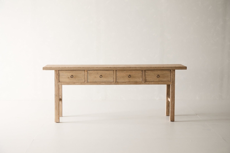 Console Table Reclaimed Wood Look Ring Pulls Extra Long Rustic Entryway