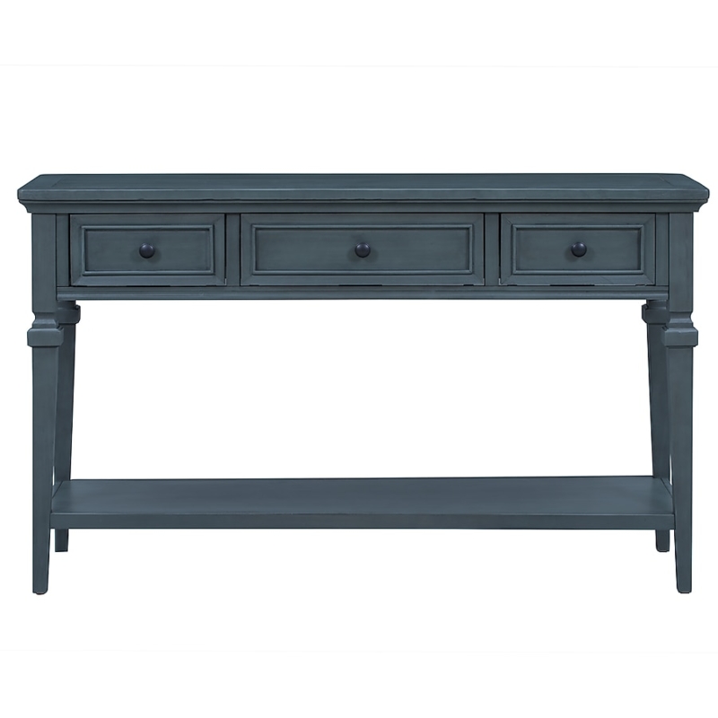 Console Table Round Knobs Tapered Legs Lower Shelf Matte Finish Transitional
