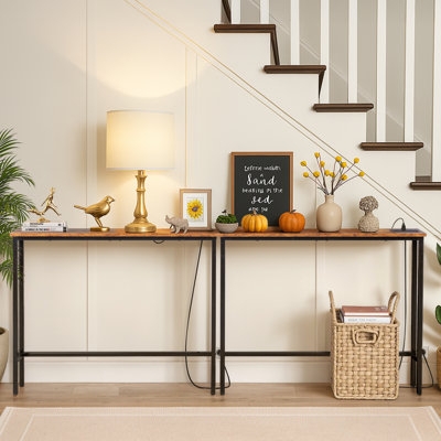 Console Table Set Modular Design Power Strip Industrial Metal