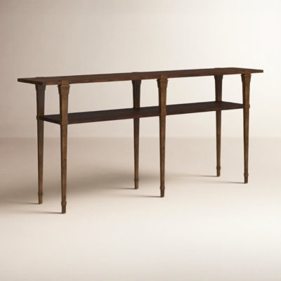 Console Table Six Legs Two Tier Transitional Dark Brown Wood