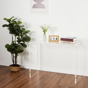 Console Table, Slim Bent Acrylic Waterfall Edge Minimalist.