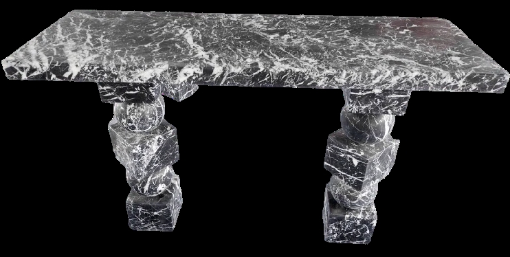 Console Table Stacked Geometric Legs Grey Marbling Postmodern