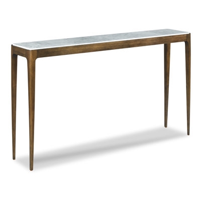 Console Table Stone Top Wood Frame Curved Apron Joints