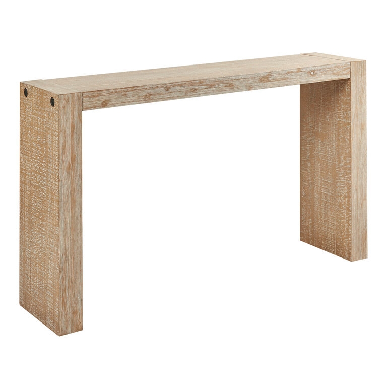 Console Table Thick Block Legs Parsons Frame Coastal Rustic Wood