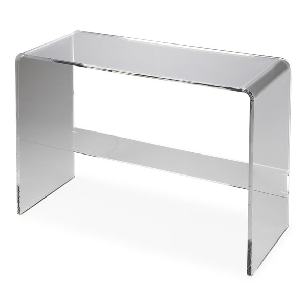 Console Table, Thick Gauge Acrylic Waterfall with Shelf.
