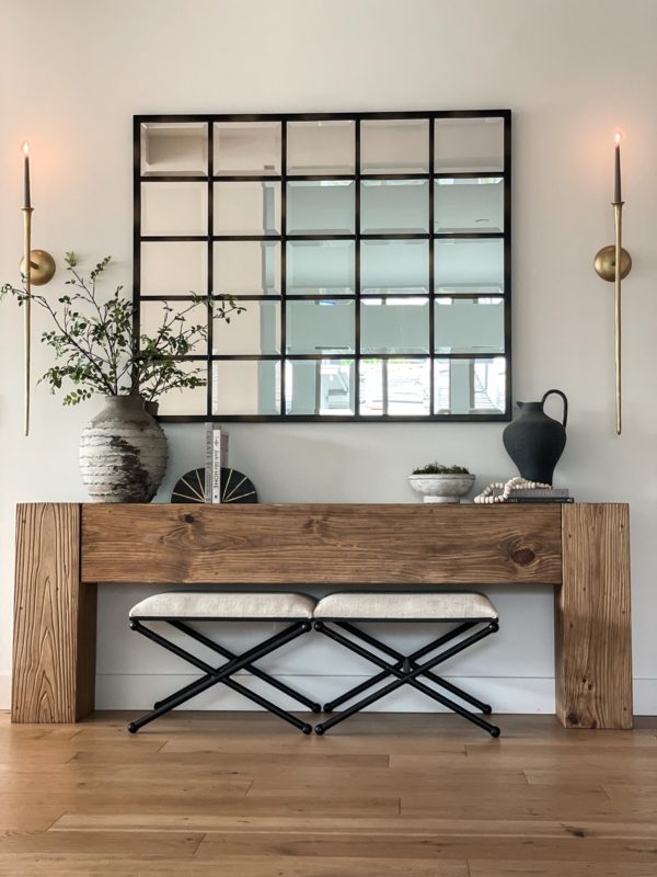 Console Table Thick Slab Construction Block Legs Wood