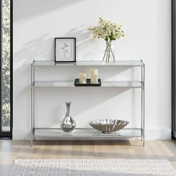Console Table Three-Tier Design Chrome Glass Shelves