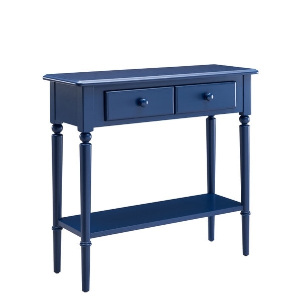 Console Table Traditional Turned Legs Navy Blue Finish Matte