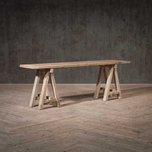 Console Table Trestle Design A-Frame Legs Light Wood Long Span