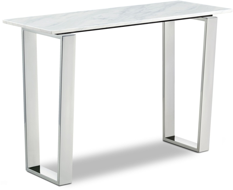 Console Table U-Shaped Base Stone Look Top Polished Metal