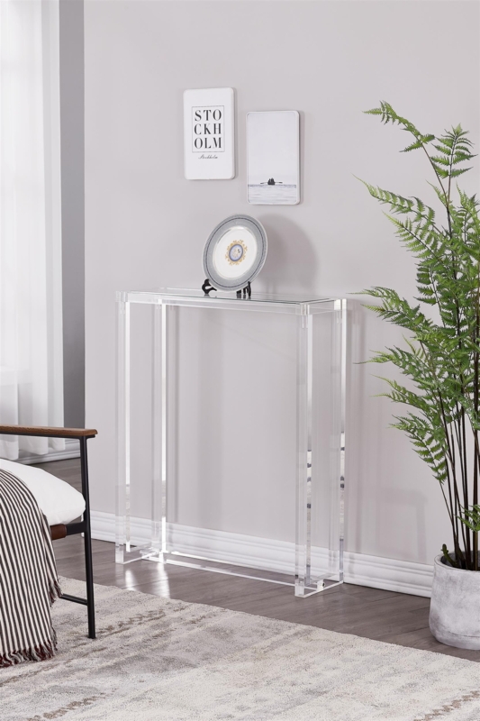 Console Table, Ultra Slim Profile Acrylic Minimalist Design.