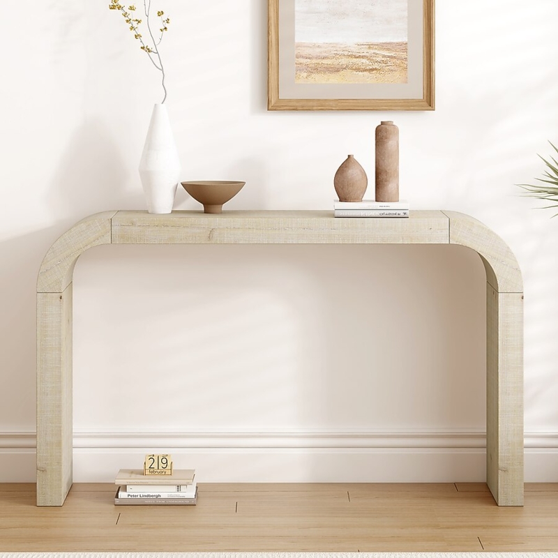 Console Table Waterfall Edge Natural Textured Finish
