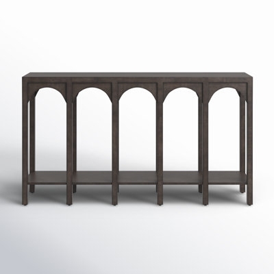 Console Table with Arched Openings in Dark Wood Finish