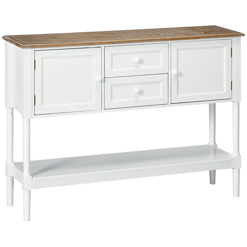 Console Table with Centered Stacked Drawers in Vintage White