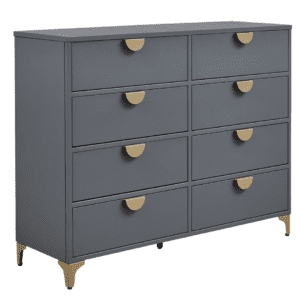 Contemporary Charcoal Grey Dresser Gold Half-Moon Pulls