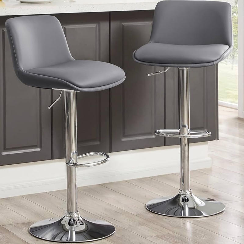 Contemporary Swivel Bar Stools with Chrome Pedestal Base
