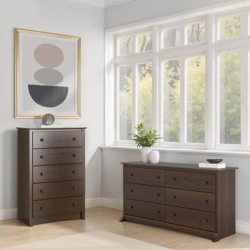 Coordinating Chest and Dresser Set featuring Cutout Base Detail