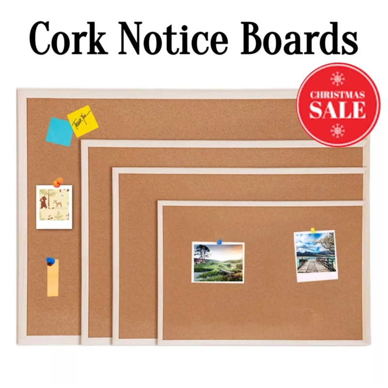Cork Board Set, Slim Wooden Frame, Multiple Sizes Natural Finish