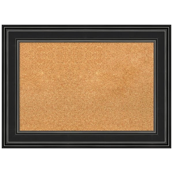 Corkboard: Tiered Black Frame with Silver Pinstripe Accents
