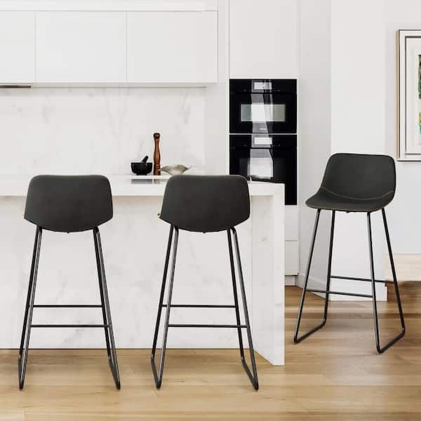 Counter Height Bar Stools: Matte Black Sled Base, Low Profile