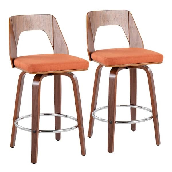 Counter Height Stools Set of 2, Walnut Bentwood, Cutout Back