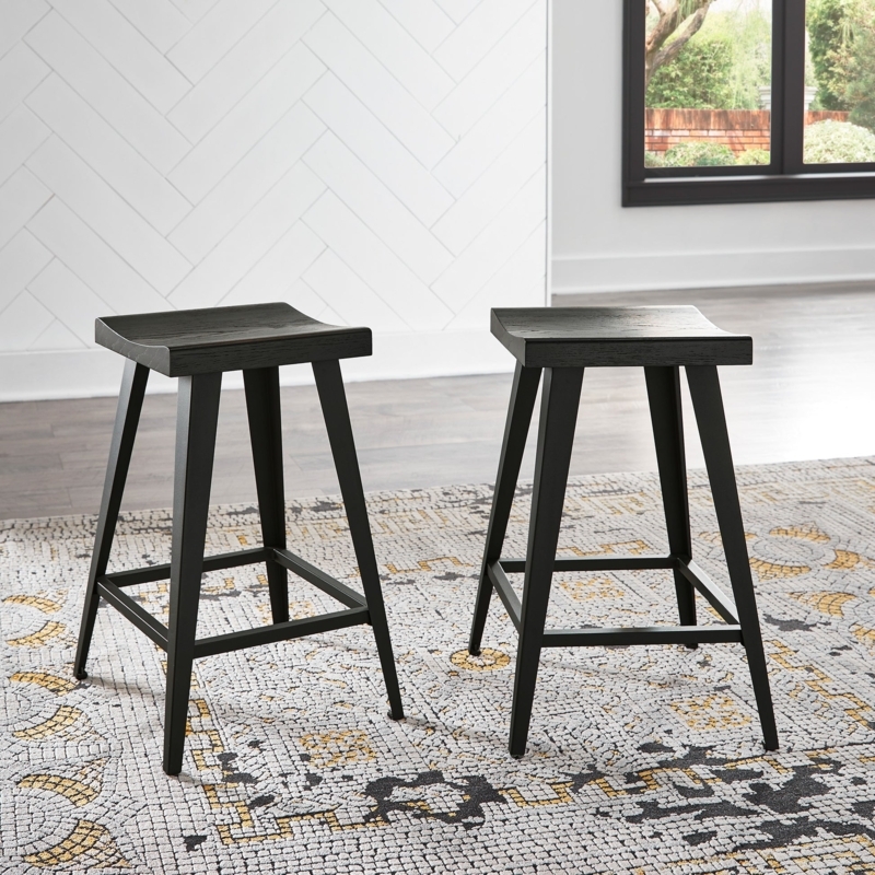 Counter Stool Backless Silhouette Saddle Seat Matte Finish Wood Toned