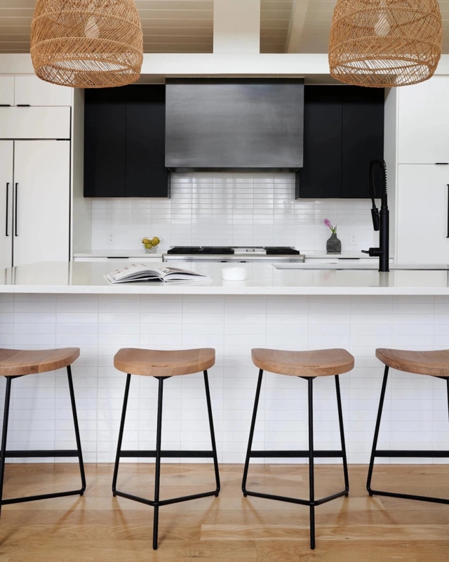 Counter Stool: Backless Wood Counter Stools, Tripod Base, Contoured Seat