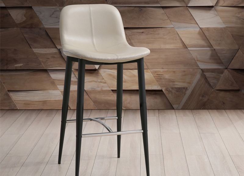Counter Stool Black Legs Curved Back Polished Footrest Contemporary