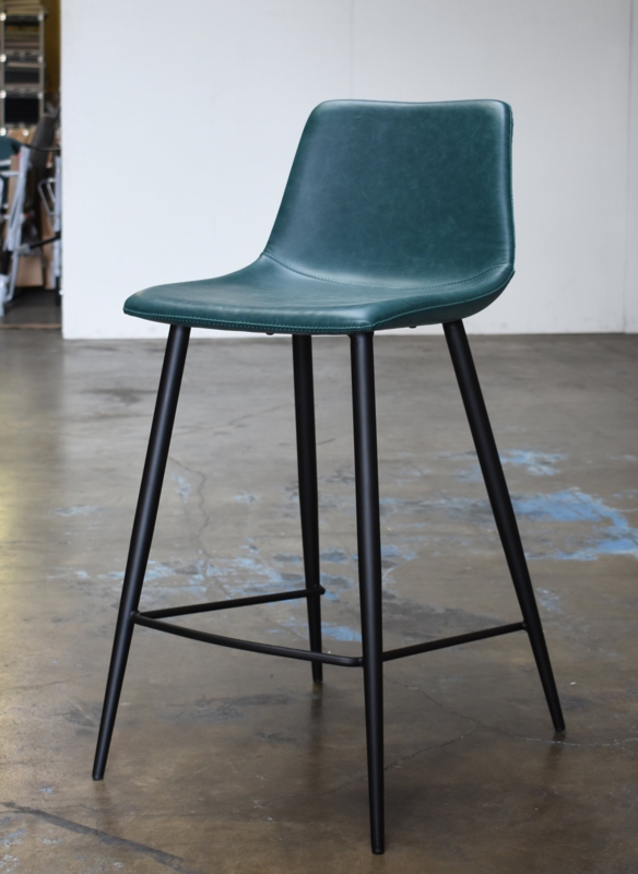 Counter Stool Bucket Seat Stitched Edge Slim Base Sleek Style