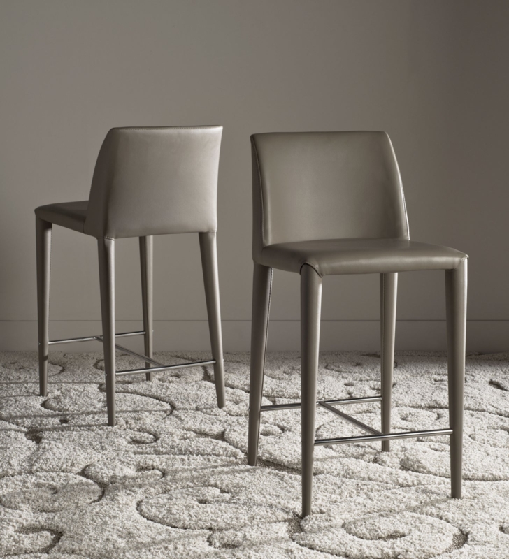 Counter Stool Chrome Footrest Upholstered Legs Leather-Like