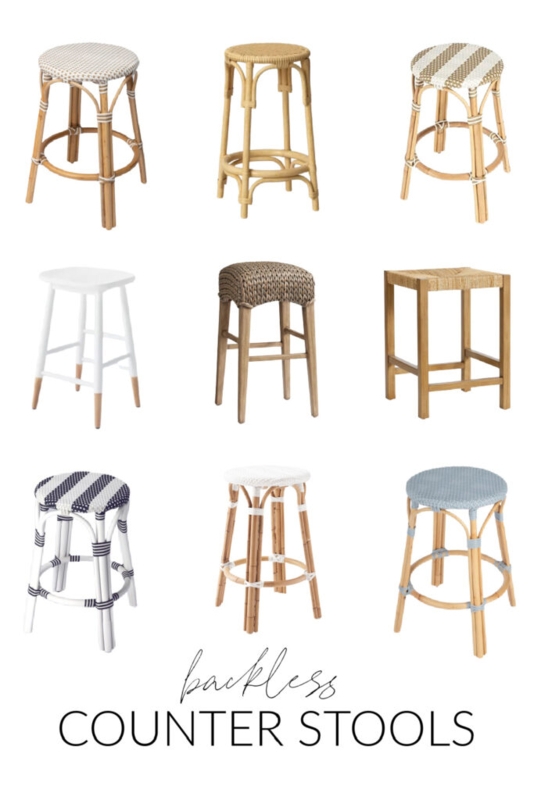 Counter Stool Collection Backless Silhouette Coastal Textures Navy Accents