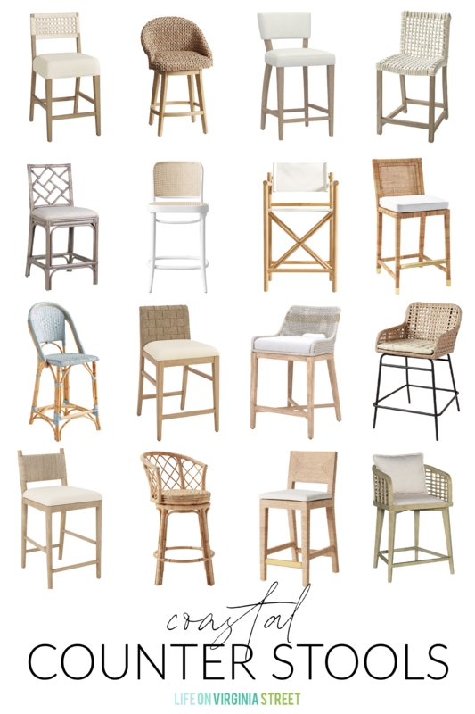 Counter Stool Collection Woven Textures Natural Materials Coastal Seating